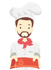 Man Chef Restaurant Gift Card Illustration