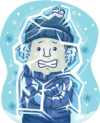Man Freeze Coldest Weather Illustration