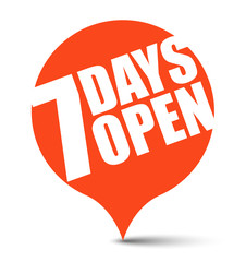 red vector banner seven days open
