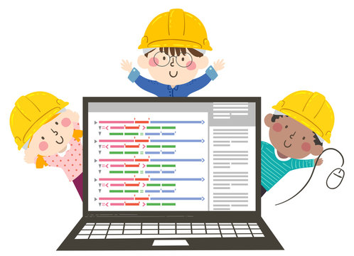 Kids Engineer Programmer Laptop Illustration