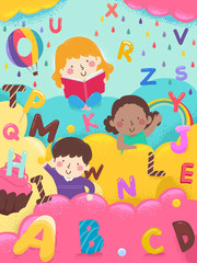 Obraz na płótnie Canvas Kids Alphabet Sweets Letters Illustration