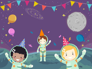 Kids Astronaut Outer Space Party Illustration © BNP Design Studio