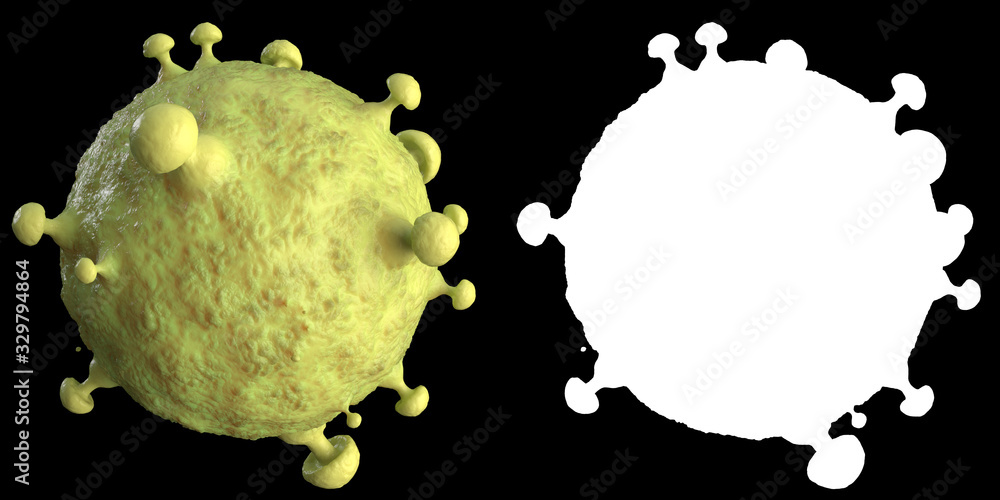 Poster 3d render of abstract virus with organic looking surface. luma mask for isolating.