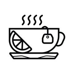 tea cup with lemon fruit icon