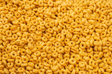 Corn-flakes background and texture. Top view.