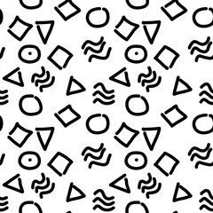 Seamless pattern doodle Random geometric shapes. Abstract, backdrop backdrop. Vector decorative geometric pattern. EPS10