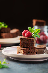 Pieces of a chocolate cake