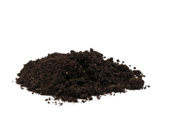 A handful of earth isolated on white background.