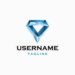 Naklejka premium blue diamond logo design inspiration . 3d diamond logo design template . glass crystal logo design . diamond ring logo template