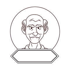 old grandfather character with ribbon frame