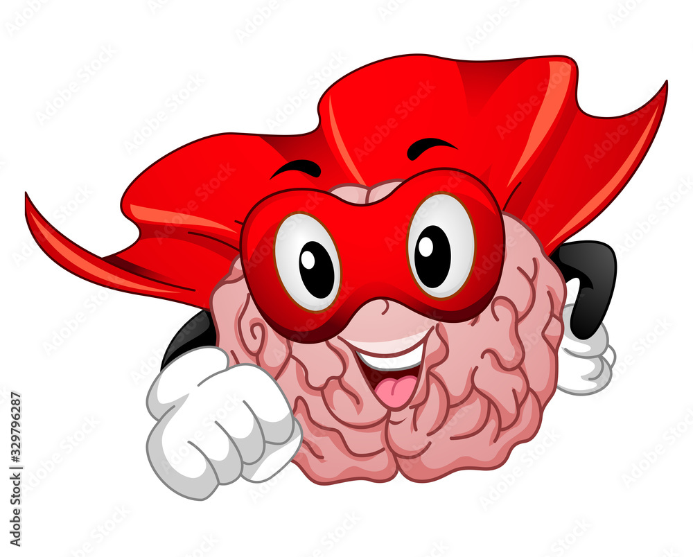 Sticker Mascot Super Brain Illustration