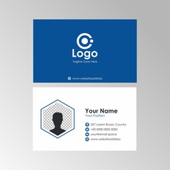 Simple clean hexagon business card with fresh blue color design, professional name card template vector