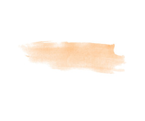 Abstract aquarelle color wet brush paint stroke striped element for print. Colorful watercolor pink orange yellow hand drawn paper texture isolated stain on white background for text design, web