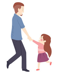 Kid Girl Man Father Daughter Dance Illustration