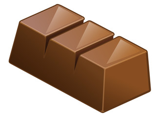 One piece of chocolate bar on white background