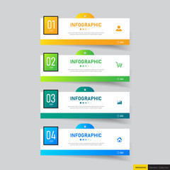 Modern Infographics steps template with rectangle banner.	