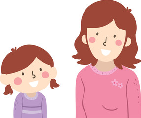 Kid Girl Talk Mom Illustration