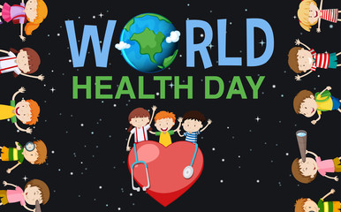 Poster design for world health day with kids in background