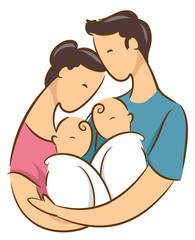 Parent with Newborn Twins