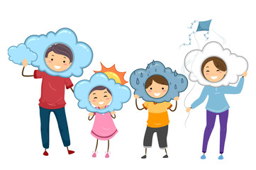 Stickman Family Meteorology Weather Illustration