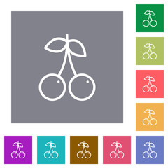 Pair of cherry square flat icons