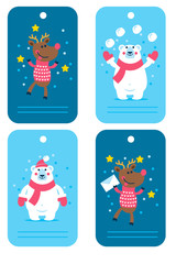 cartoon characters deer and polar bear for your design