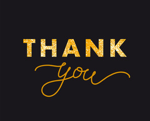 Thank you. Vector poster  illustration greeting cards with calligraphy script lettering. 