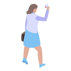 Woman pass passport control icon. Isometric of woman pass passport control vector icon for web design isolated on white background