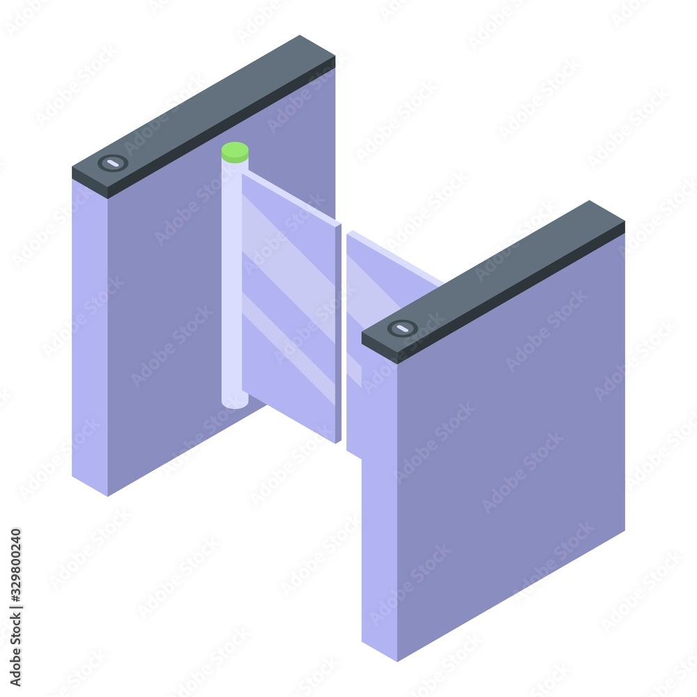 Poster passport control gates icon. isometric of passport control gates vector icon for web design isolated