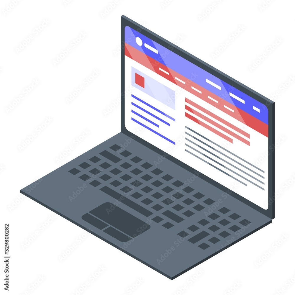 Poster passport control laptop icon. isometric of passport control laptop vector icon for web design isolat