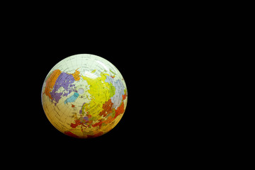 World globe model isolated on black background.This had clipping path.