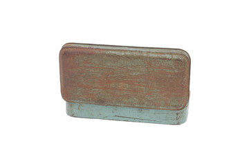 Old zinc steel box isolated on white background.This had clipping path.