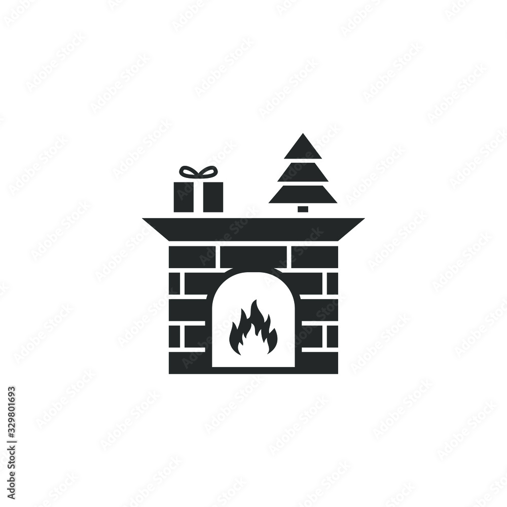 Poster fireplace icon vector sign isolated for graphic and web design. christmas fireplace symbol template 