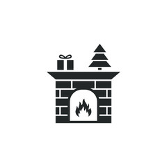 fireplace icon vector sign isolated for graphic and web design. Christmas fireplace symbol template color editable on white background
