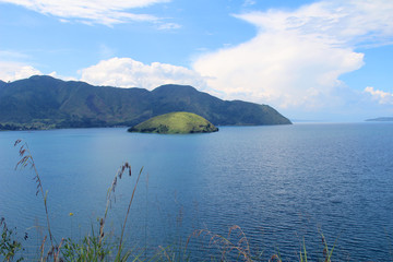  Beautiful scenery on Lake Toba, North Sumatra, Indonesia, interesting for a vacation
