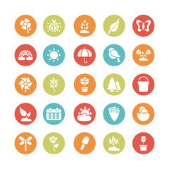 set of spring icons , block and flat style icon