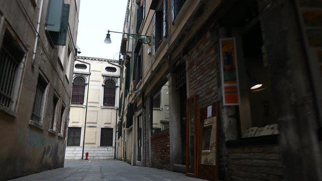 March 2020, Venice-Italy, Walking through the monuments of the ancient city of Venice at the time of the coronavirus, between closed shops and the absence of tourists
