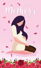 Obraz na płótnie Canvas pregnant woman with label happy mother day