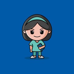 nurse logo with green uniform character mascot