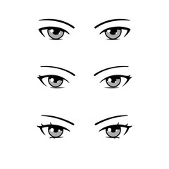 set of eyes isolated on white background