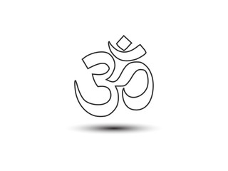Aum om symbol. Vector illustration, flat design.