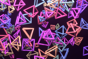 Flying box inter-locked square. For graphic design or background. 3D render.