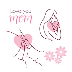 silhouette of mother with baby, happy mother day