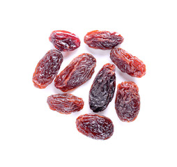 Raisins isolated on white background.