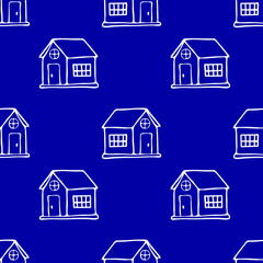 Cute hand drawn pattern with houses