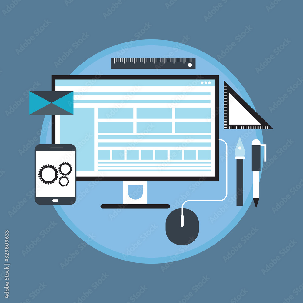 Poster web design concept abstract flat design