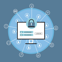 Global Network Vulnerability, Locked Device, Encrypted Files, Lost Documents IT Security Concept