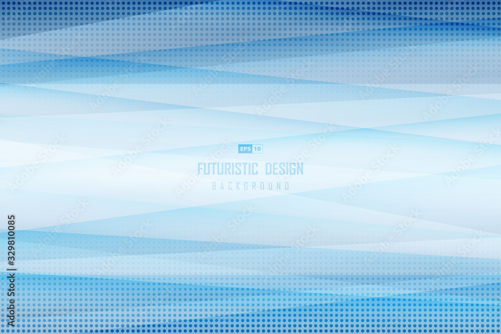 Poster abstract gradient blue template of tech with geometry dot halftone pattern design. illustration vect