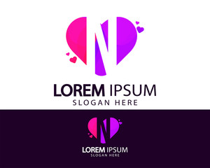 Creative letter N logo design. Colorful love icon and symbol vector template. Logo design elements for your brand identity