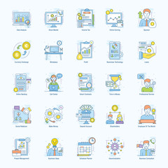 Business and Finance Colored Line Icons